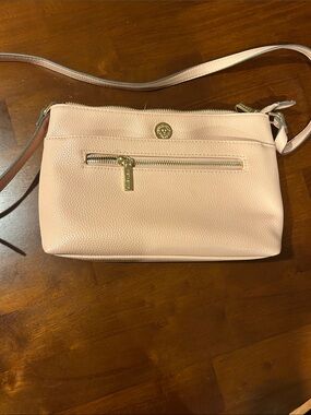 Anne Klein Blush Pink Pebbled Crossbody with Gold Hardware